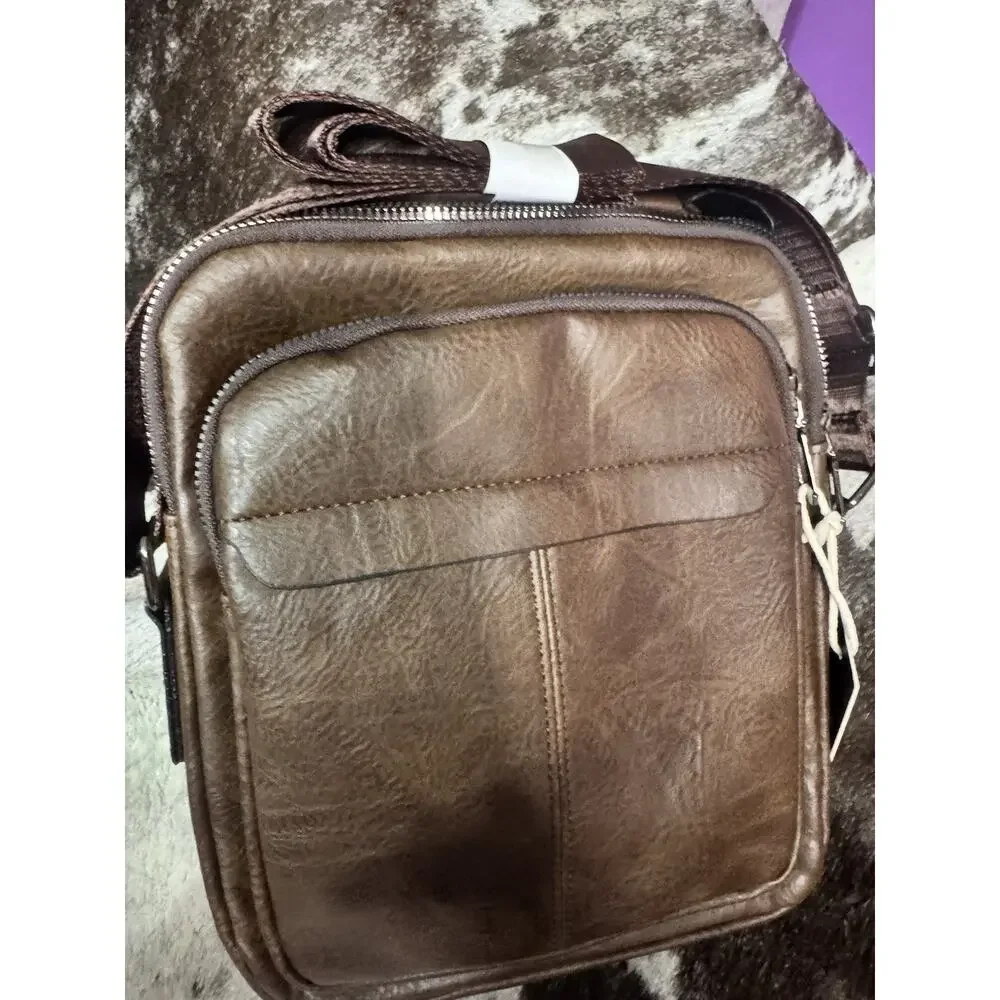 La Philipe Miami Men’s Cross Body Leather Messenger Bag Dark Brown NWT